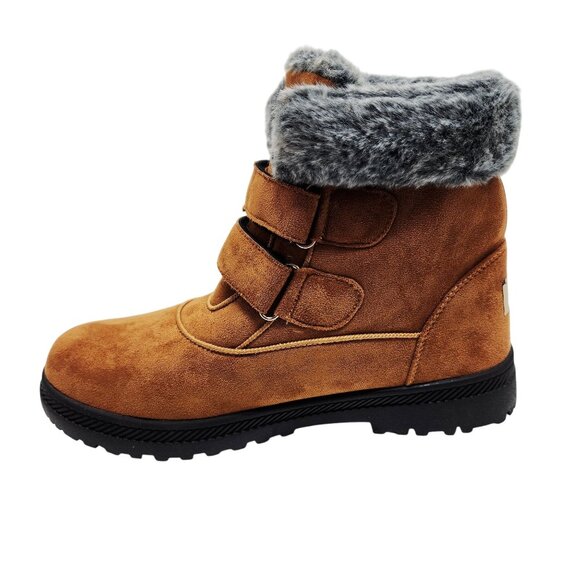WOMENS Winter Faux Suede & Fur Boots With Double Straps  Size 11 - Picture 9 of 12